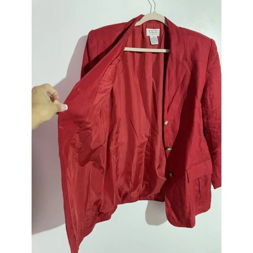 Talbots Blazer‎ 16 Red Linen Old Money Academia Office Classy Holidays